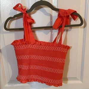 DO+BE Vibrant Red Zigzag Crop Top